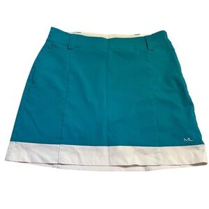 NWT Mini Skirt Maggie Lane Size 6 Turquoise White Trim Mesh Shorts under Stretch